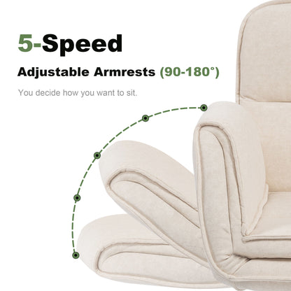 Criss Cross Swivel Desk Chair With Adjustable Armrests & Wheels For Home Office