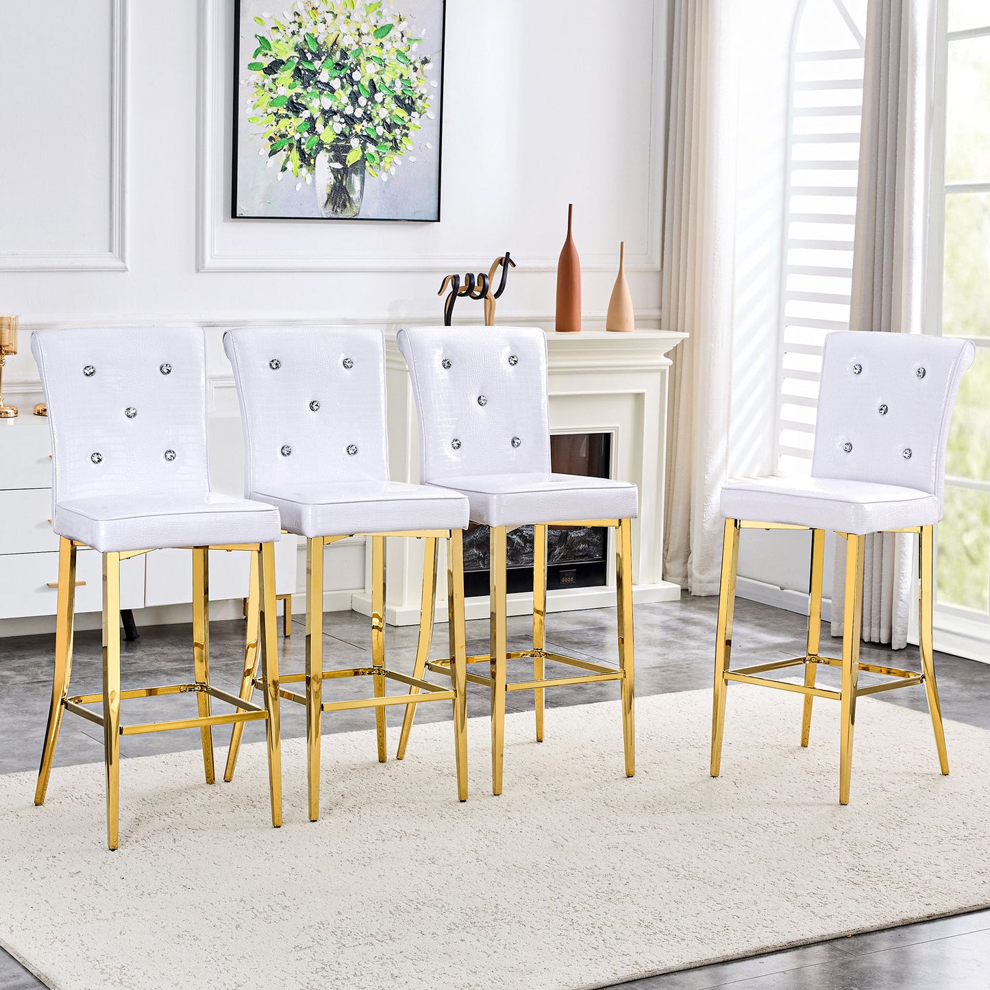 Bar Chairs With Crystal Clasp Design (Set of 2)