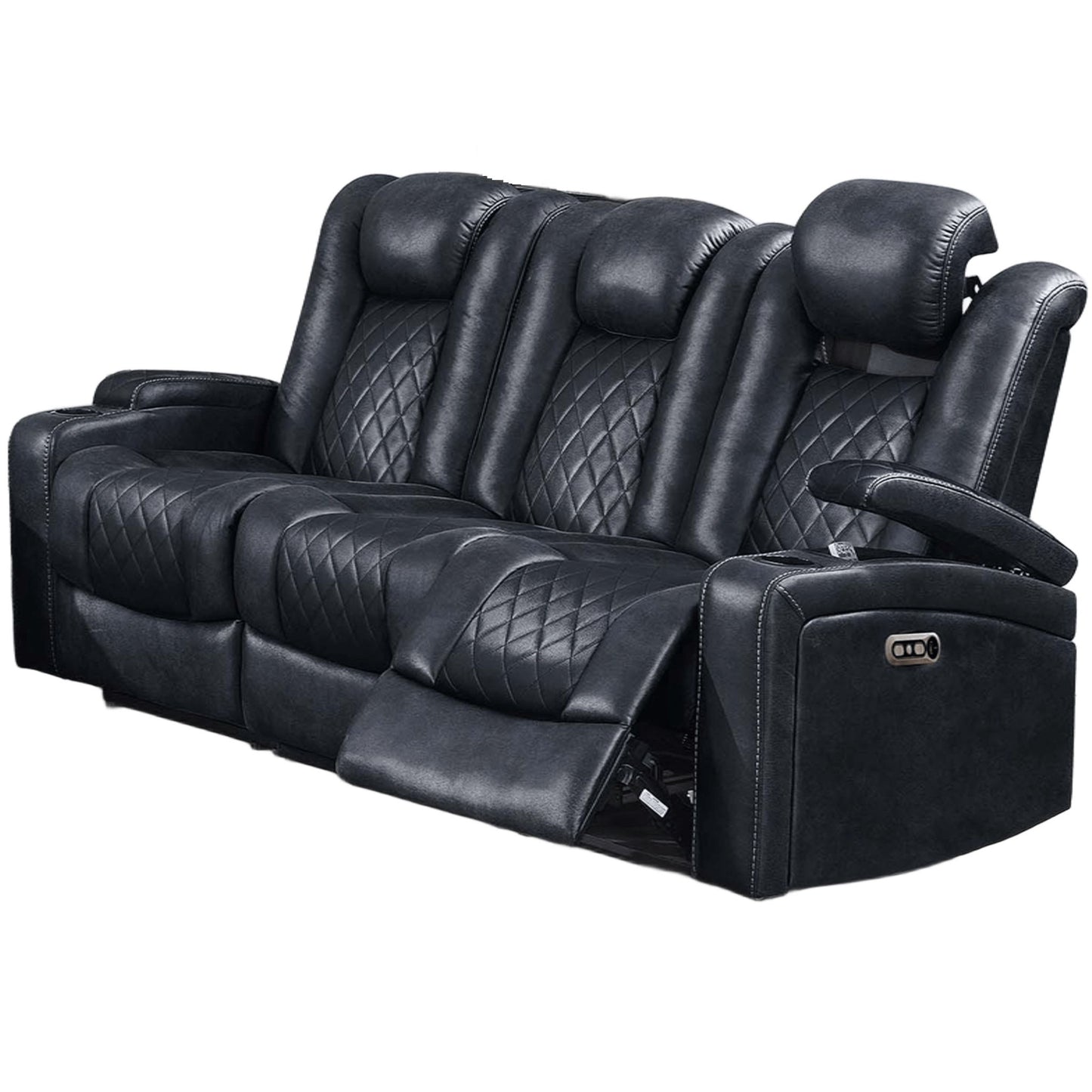 Power Reclining Sofa With Adjustable Headrest - Inky Blue