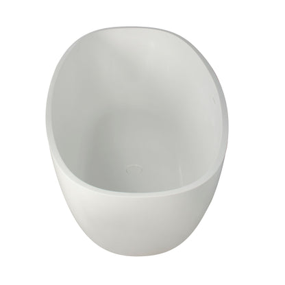65.2" Freestanding Solid Surface Soaking Bathtub For Bathroom - Matte White