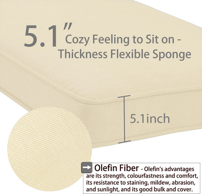 Patio Deep Chair Cushion - Set of 2 - Total 6 pieces (Beige)