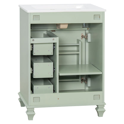 Freestanding Bathroom Vanity With Sink, 3 Drawers & Flip-Out Drawer