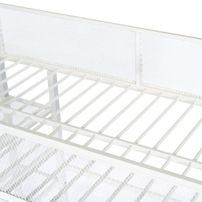 Loft Bed With 4 Tier Shelves And Storage