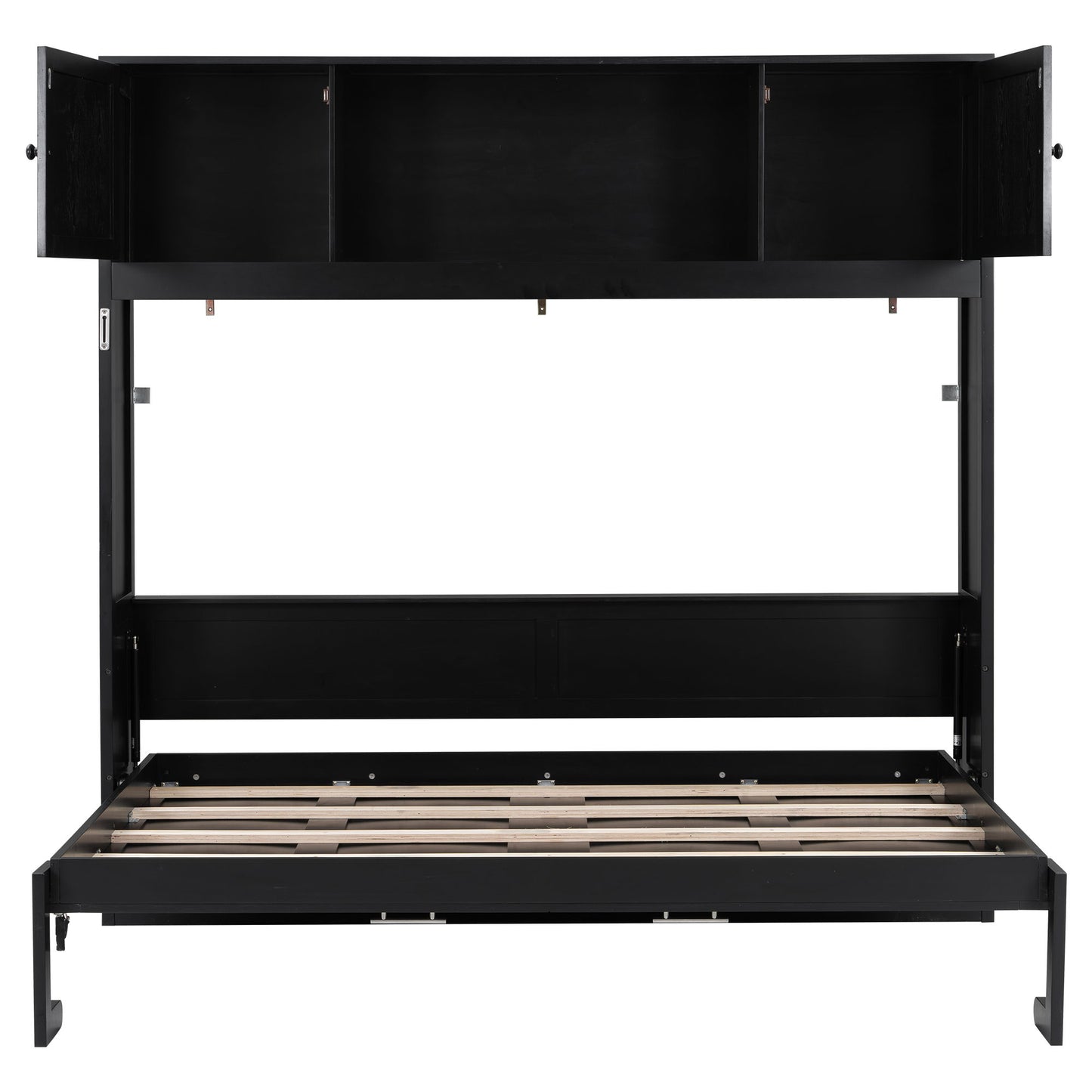Rustic Casual Murphy Bed With Storage Cabinets