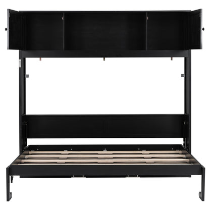 Rustic Casual Murphy Bed With Storage Cabinets