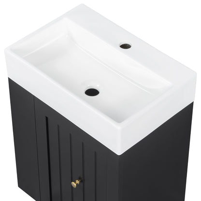 Modern Bathroom Vanity With Sink, Storage Cabinet, Drawer & Side Shelf