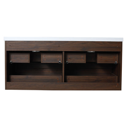 Modern Floating Bathroom Vanity With Dual Resin Sink, Soft Close Drawers