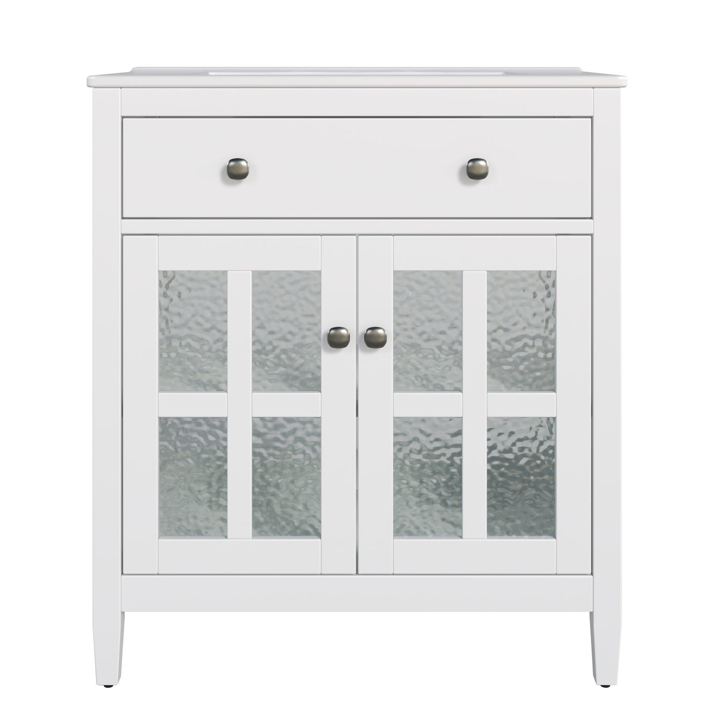 Bathroom Vanity With Ceramic Sink, Adjustable Shelf & Tip Out Tray