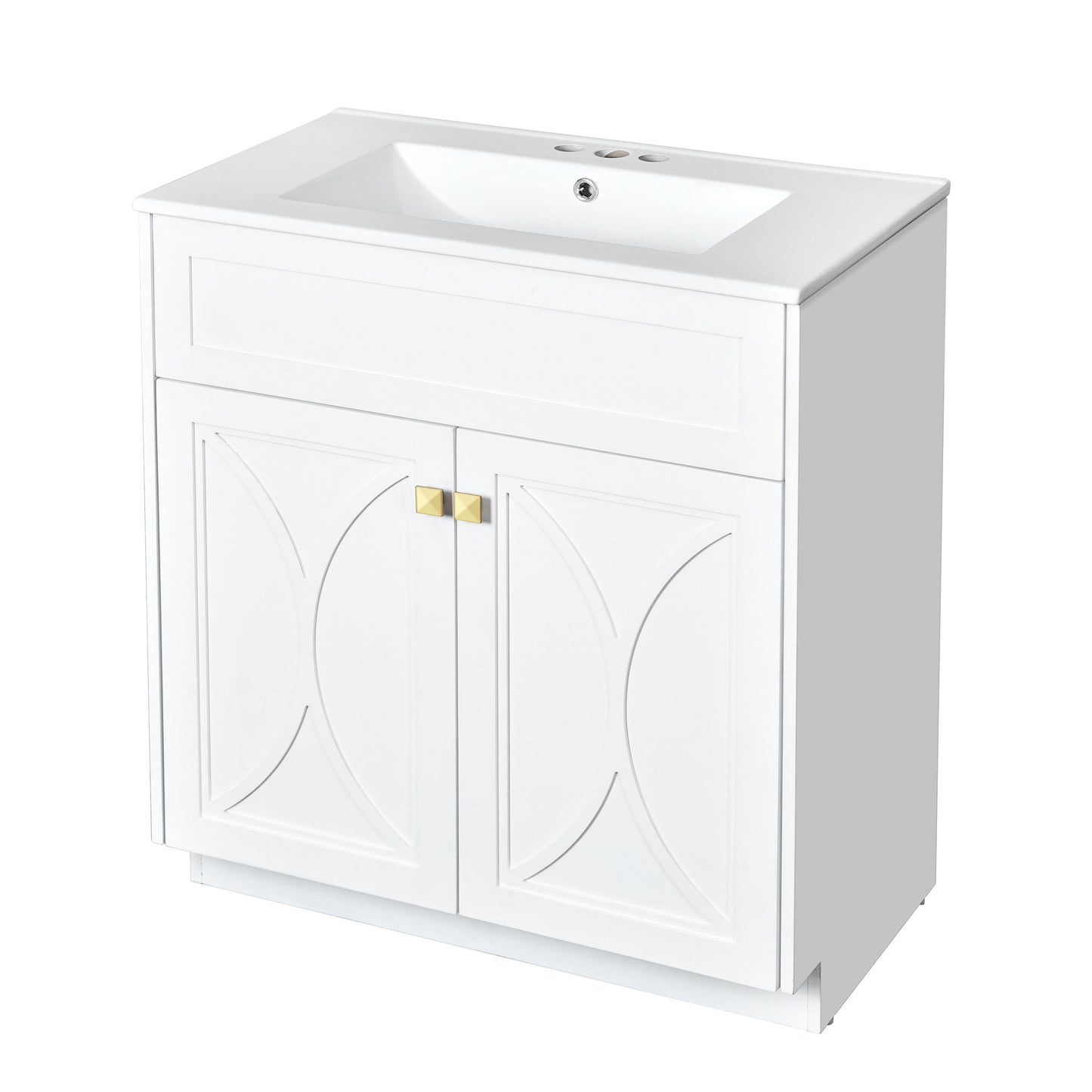 Bathroom Vanity With Sink, Freestanding Storage Cabinet With Handles, Soft Closing Doors