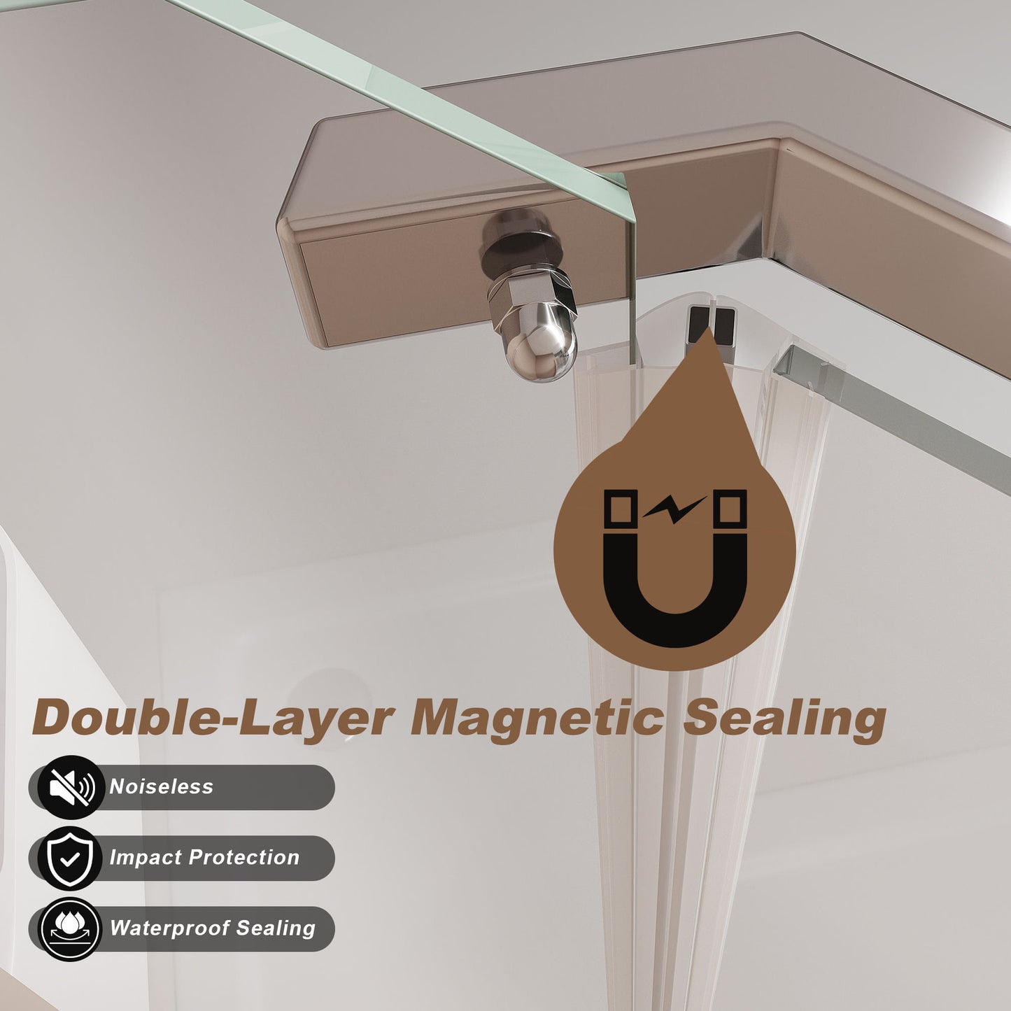 Frameless Neo Angle Shower Door WithTempered Glass