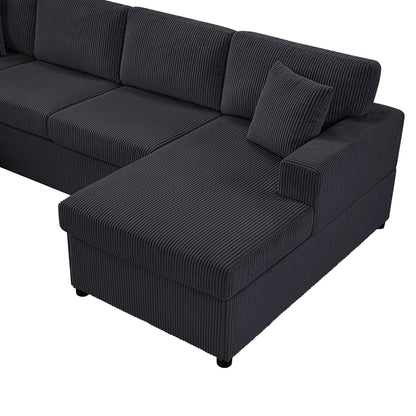 Oversized Sectional U-Shaped Sofa With Chaise Lounge And Three Soft Throw Pillows