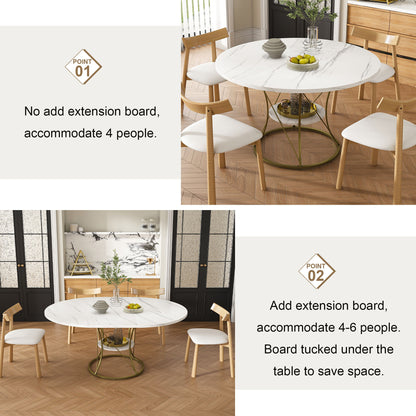 Round Extendable Dining Table Set With Chairs