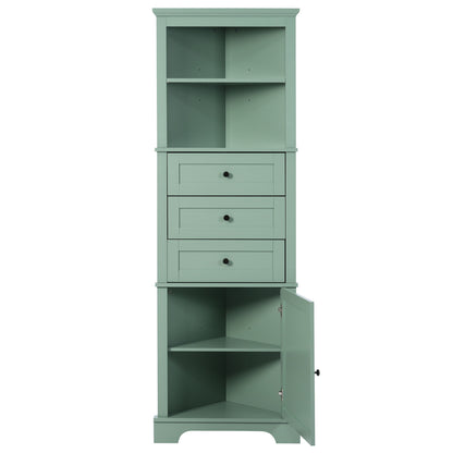 Tall Storage Cabinet With 3 Drawers And Adjustable Shelves For Bathroom