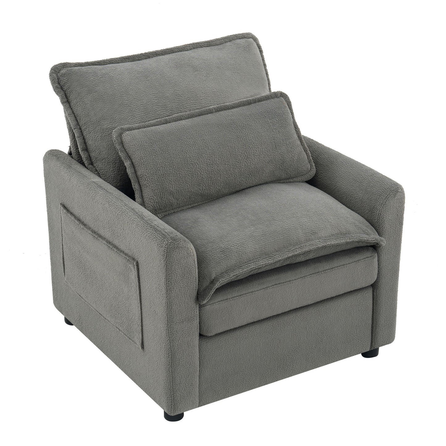 Modern Single Seat Accent Chair With Side Storage Pockets