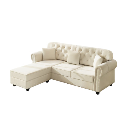 Upholstered 3 Seater Sofa Set With Ottoman