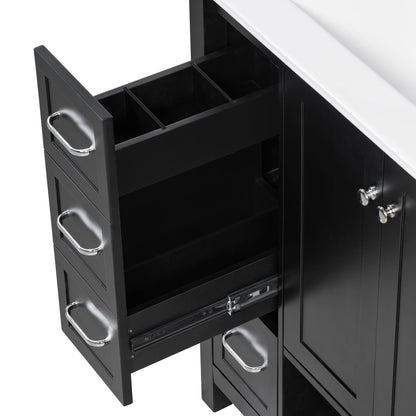 Bathroom Vanity With Sink Top, Bathroom Vanity Cabinet With 2 Doors And 2 Drawers, Open Shelf