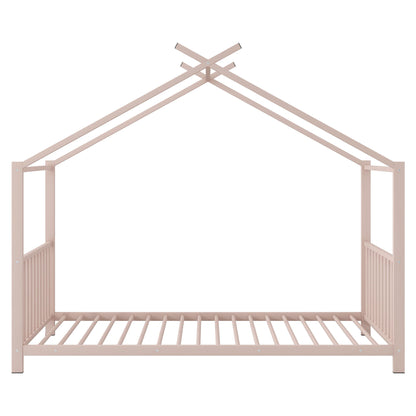 Metal House Platform Bed With Modern Design And Durable Frame