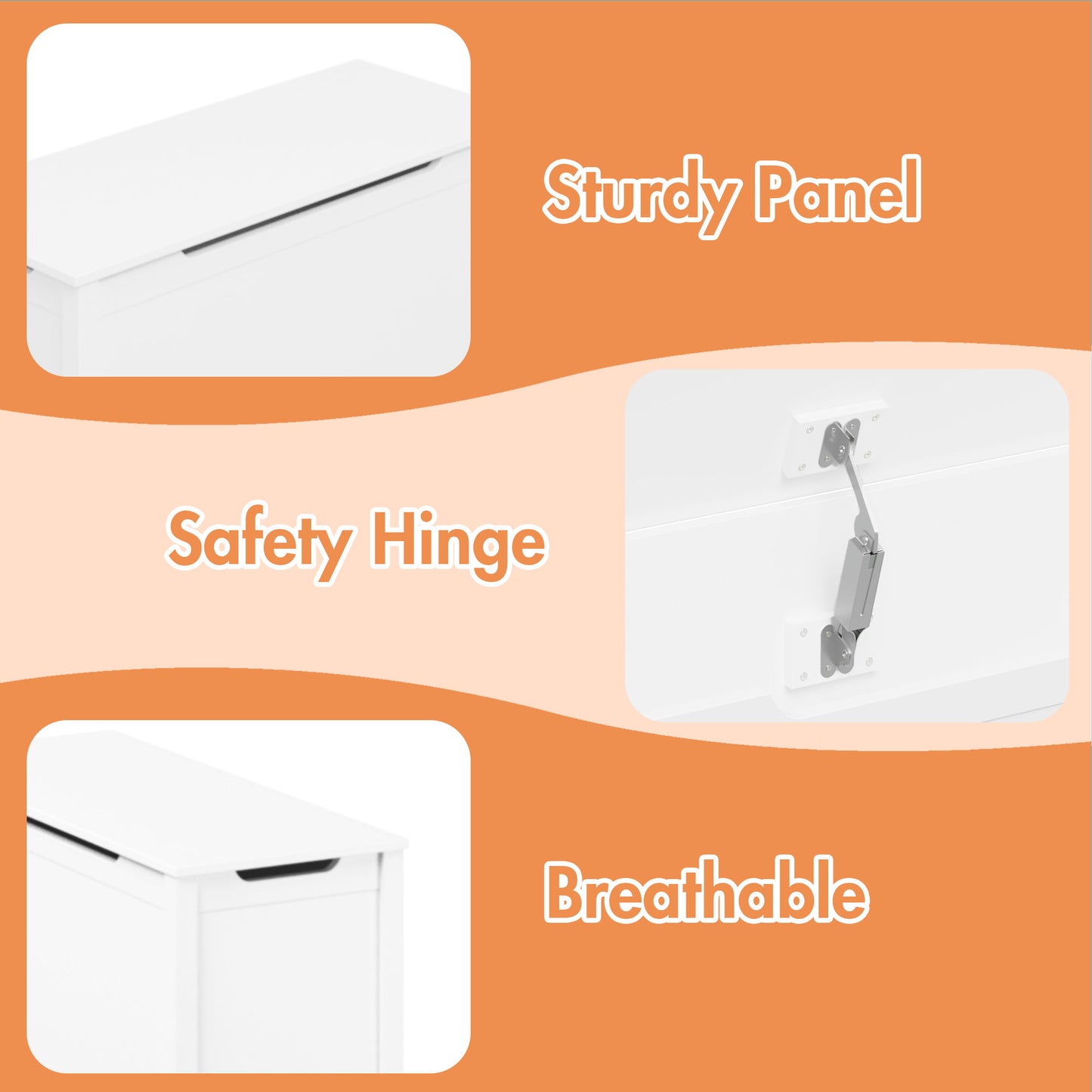 Toy Box Storage With Safety Hinged Lid