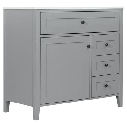 Bathroom Vanity With Sink, Cabinet With 3 Drawers And Adjustable Shelf