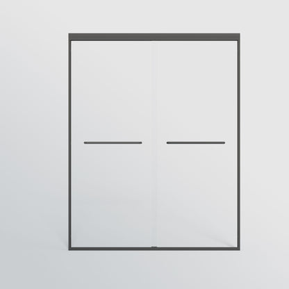 Double Sliding Shower Door, Semi-Frameless Bypass Bathroom Sliding Door With 1/4" (6 Mm) Tempered Glass For Walk-In Shower