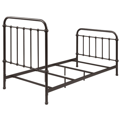 Twin Panel Bed With Ornate Design - Bronze