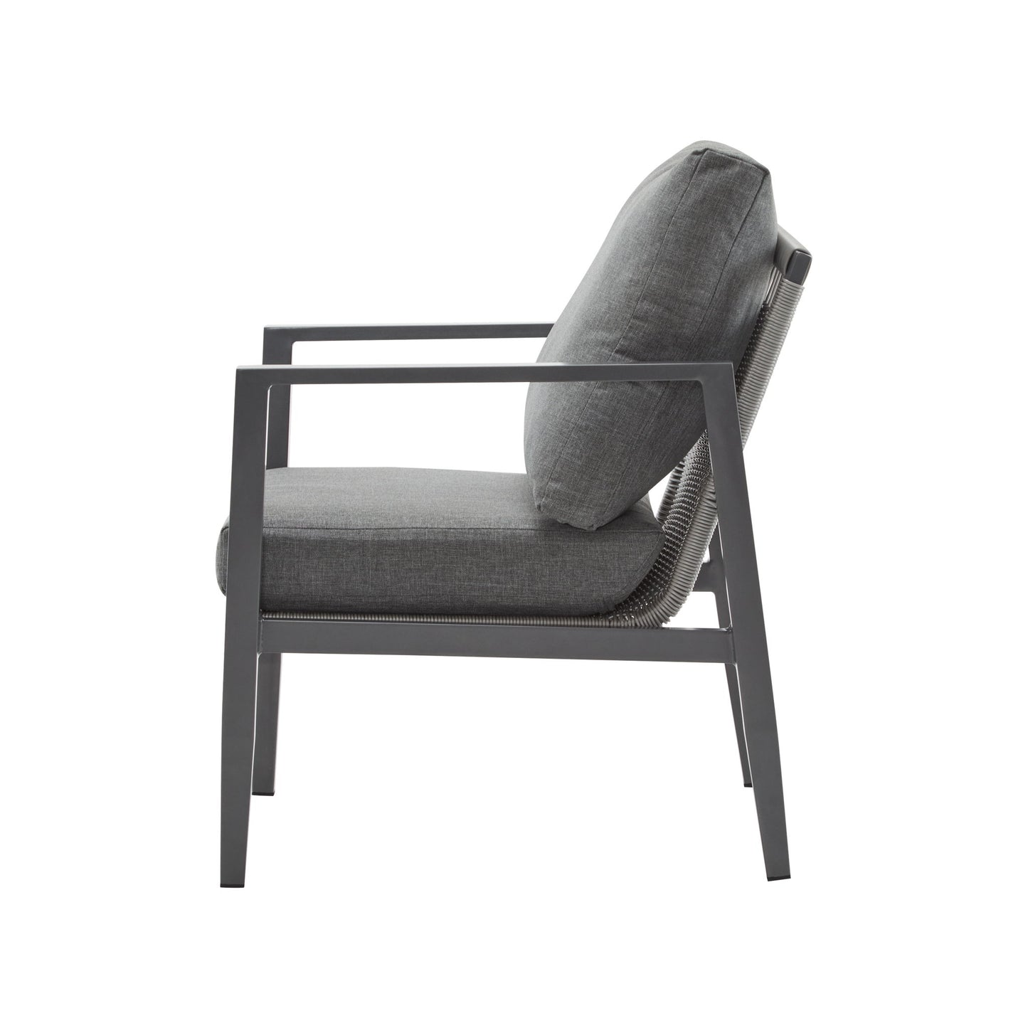 Modern Lounge Chair With Rope Accents And Cushions
