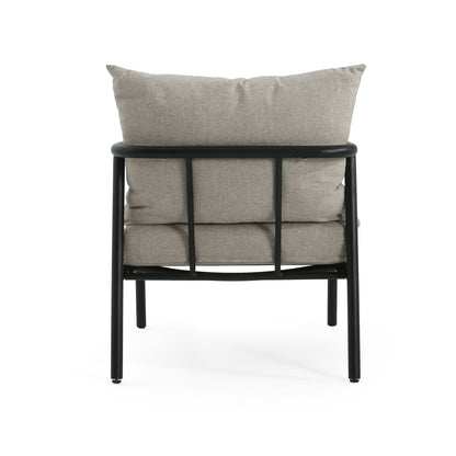 Leora - Modern Minimalist Round Tube Sofa Chair With Cushions - Beige / Black