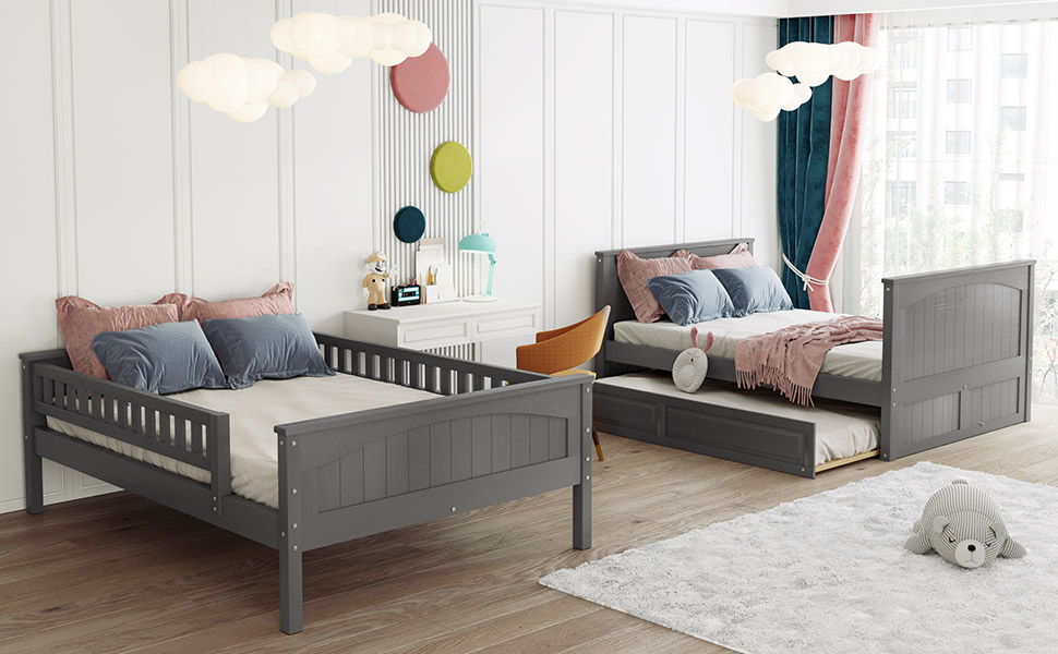 Bunk Bed With Twin Size Trundle, Guardrails