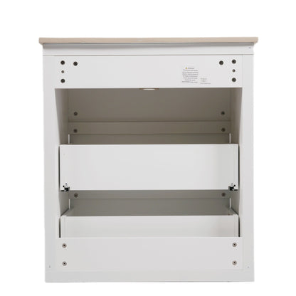 Freestanding Bathroom Vanity With Ceramic Sink, 2 Full Extension Drawers
