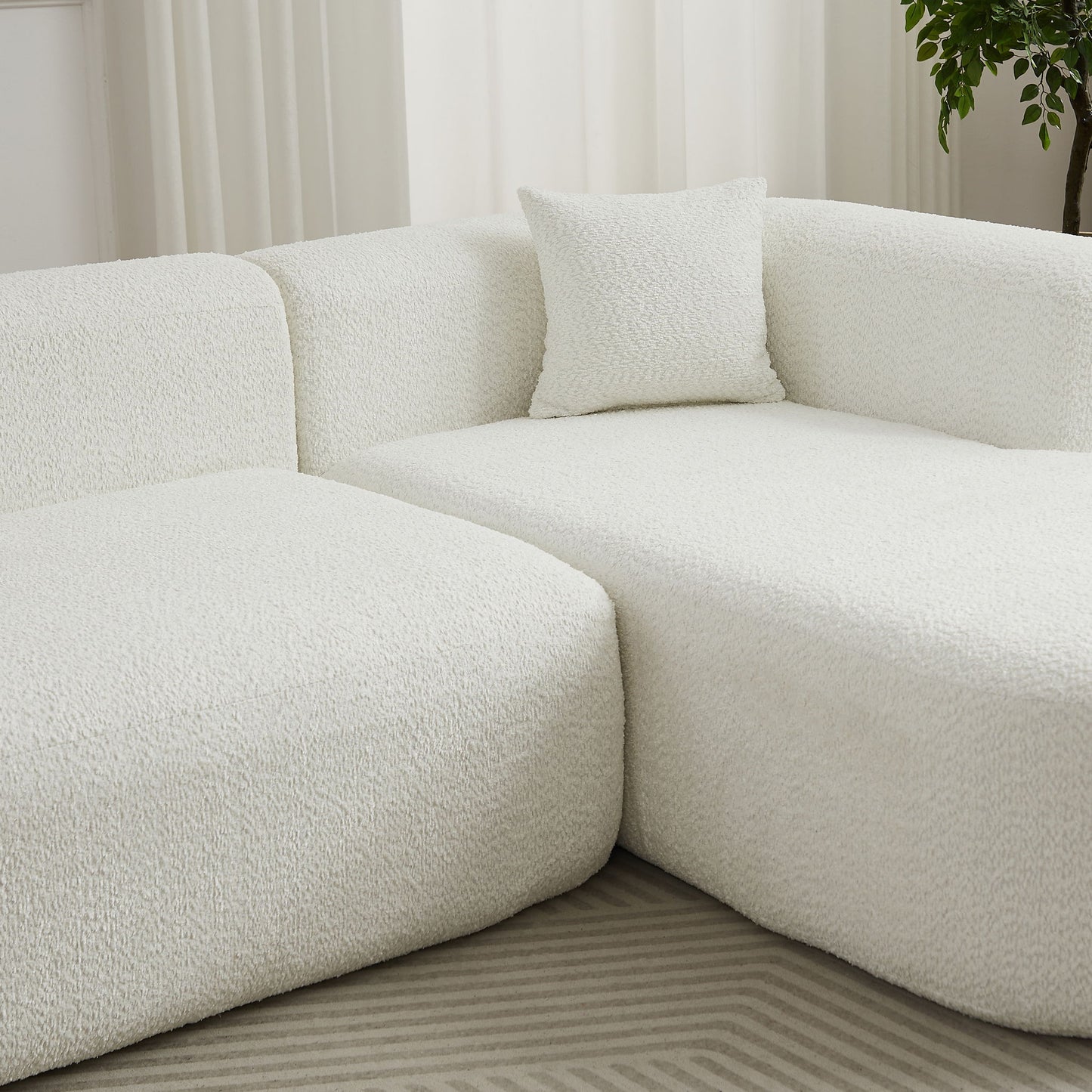 L - Shape Boneless Cloud Couch With 2 Throw Pillows For Living Room