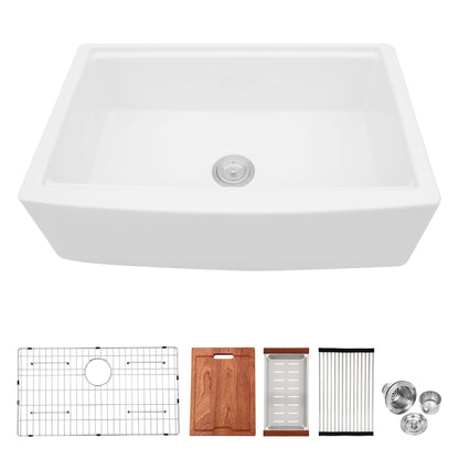 Classic Ceramic Farmhouse Sink Workstation Single Bowl With Durable Finish
