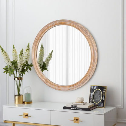 Round Wall Mirror With Ribbed Frame