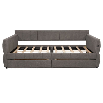 Upholstered Platform Bed With USB Charging