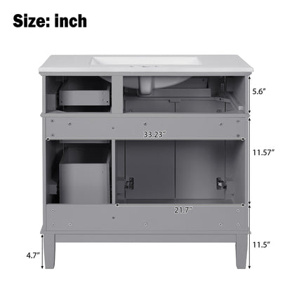 Modern Bathroom Vanity With Ceramic Sink, Soft Close Storage Cabinet