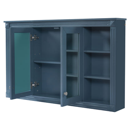 Wall-Mounted Mirror Cabinet With Adjustable Shelf And Open Shelves