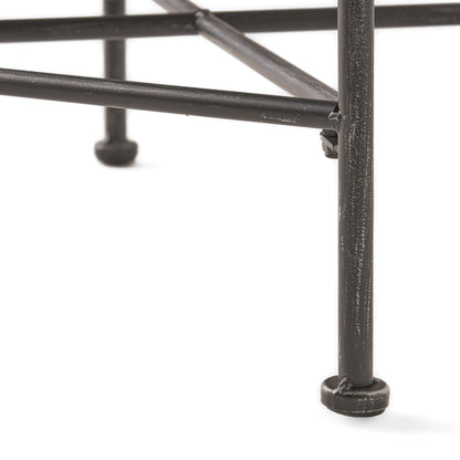 Outdoor Square Side Table With X Shaped Iron Frame - Black