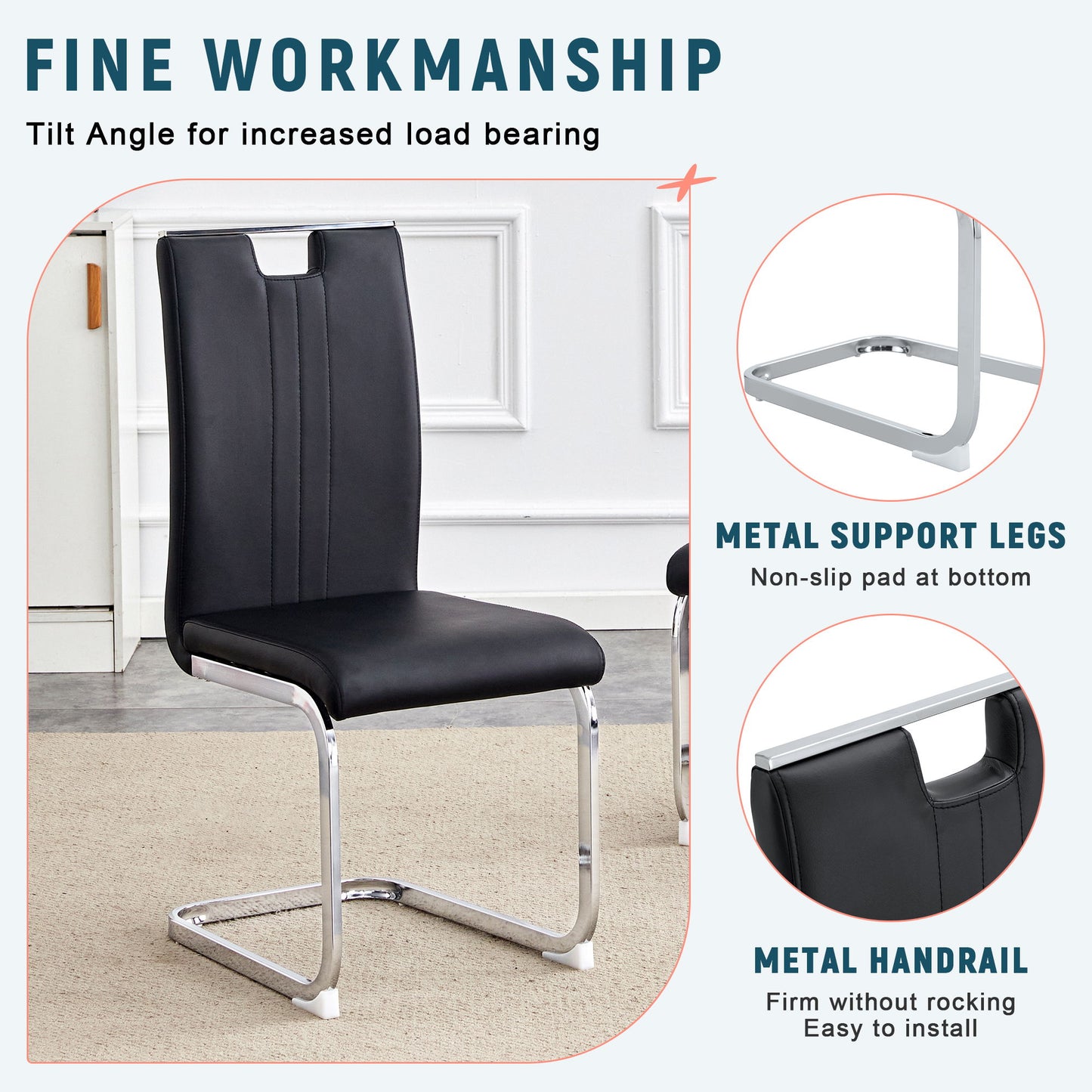 Bow Shaped Chairs, Ergonomic Design, Non Slip Base