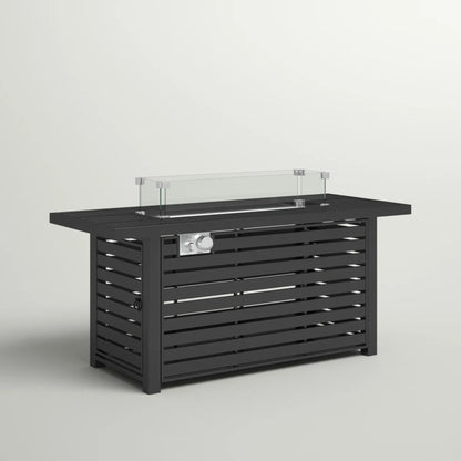Propane Fire Pit Table With Cover - Black