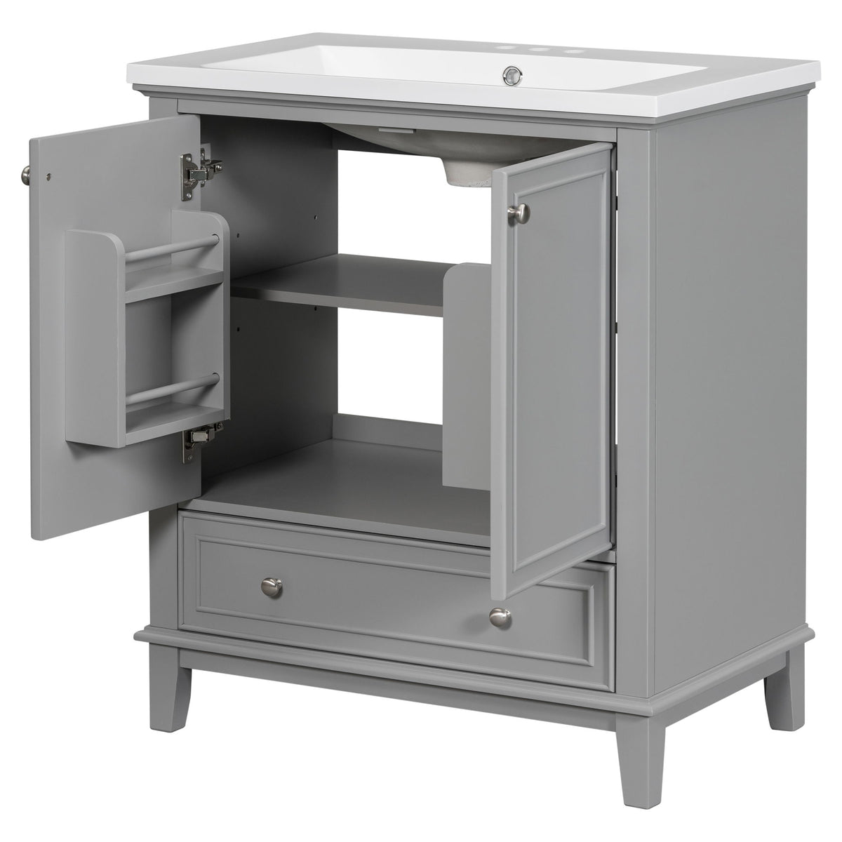 Modern Bathroom Vanity With Sink Combo, Multi Functional Cabinet With Doors And Drawer