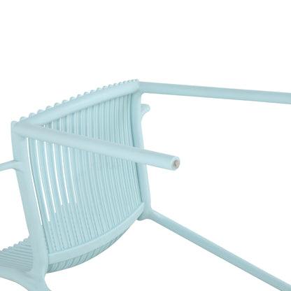 4 Piece Stackable Single Chairs With Vertical Stripe Design For All Weather