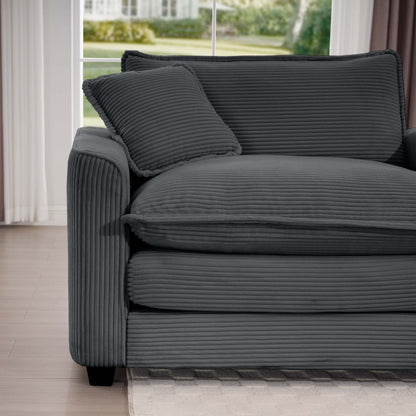 Modern 2 Seater With 4 Pillows, Upholstered Deep Seating Loveseat