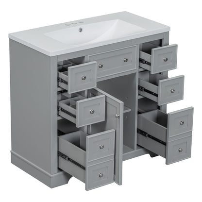 Modern Bathroom Vanity With Sink Combo, 6 Drawers And 1 Cabinet