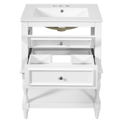 Bathroom Vanity With Sink, 2 Drawers Storage Cabinet, Open Shelf