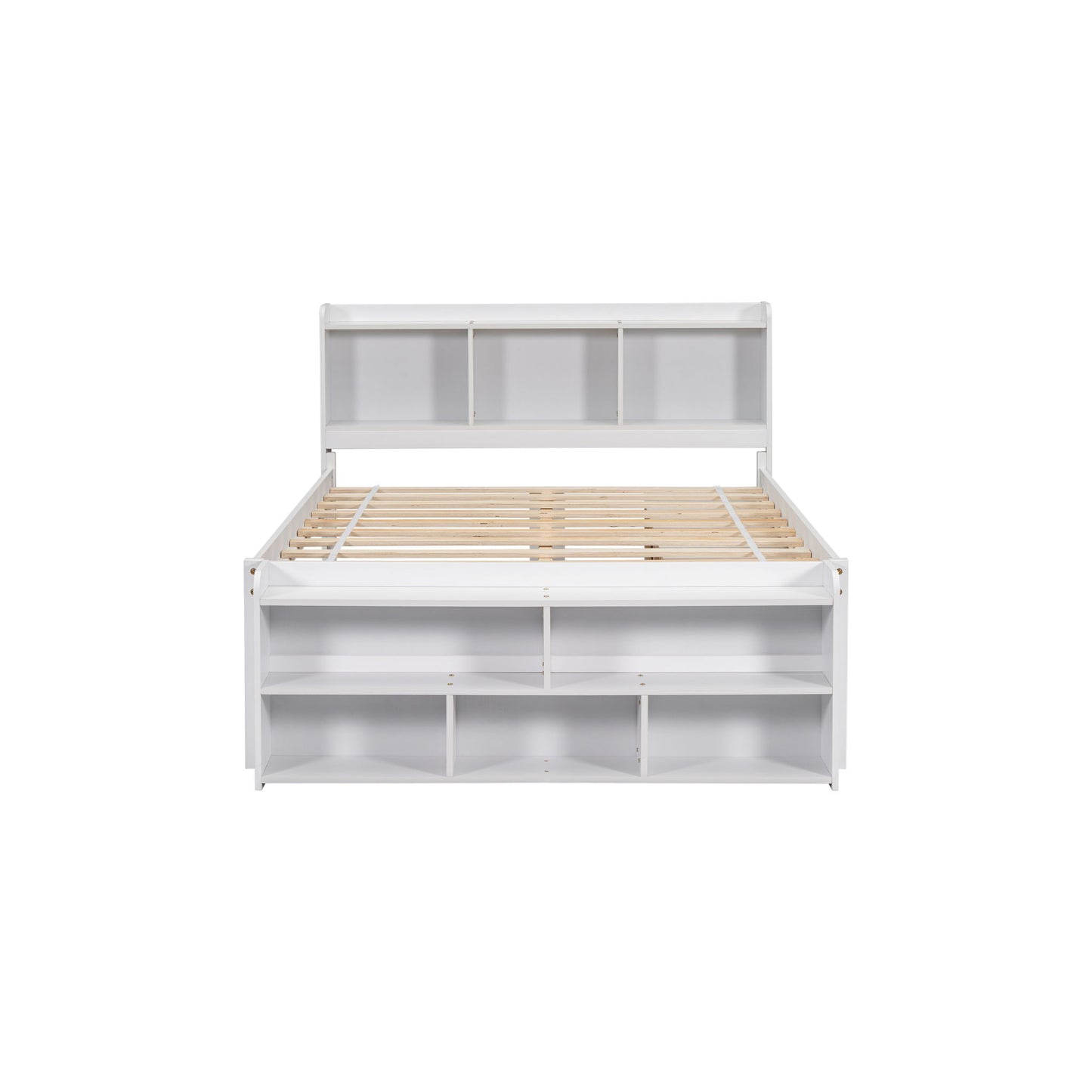 Bed With Bookcase Headboard, Under Bed Storage Drawers And Bed End Storage Case