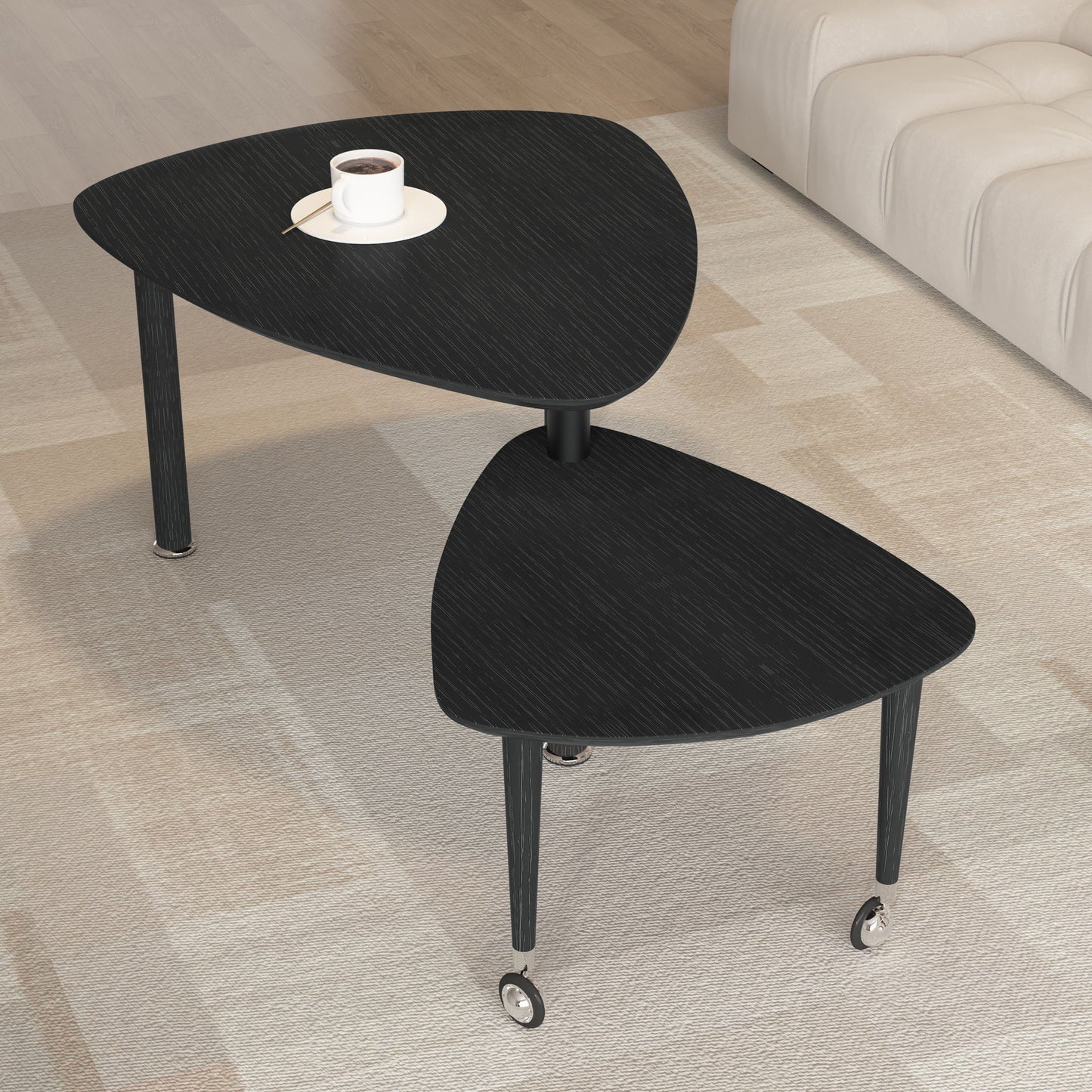 360 Degree Rotatable Coffee Table With Solid Legs