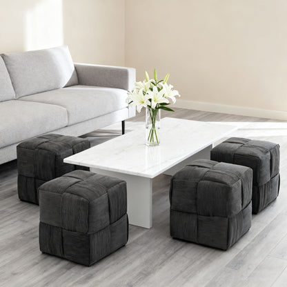 Modern Ottoman Foot Rest With Woven Design