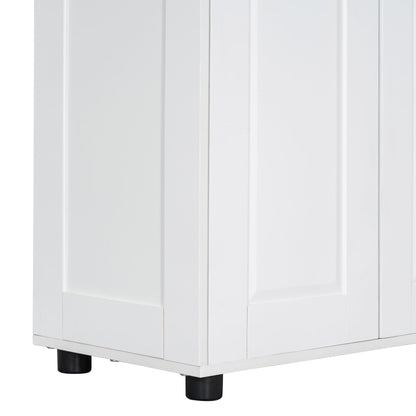 Storage Cabinet With Adjustable Shelves, 2 Doors, Rectangle Design For Bathroom