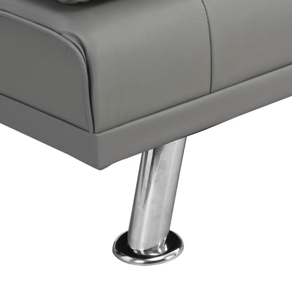 Modern Sofa Bed With Armrest 2 Holders, Wood Frame & Stainless Leg