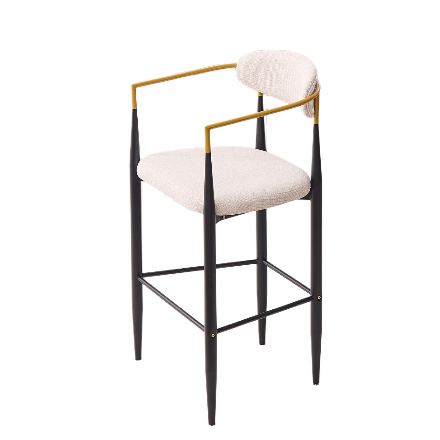 Upholstered Bar Stool With Ergonomic Design (Set of 2)
