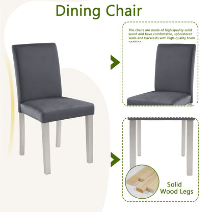 5 Pieces Wooden Dining Table Set, Square Table And 4 Upholstered Chairs